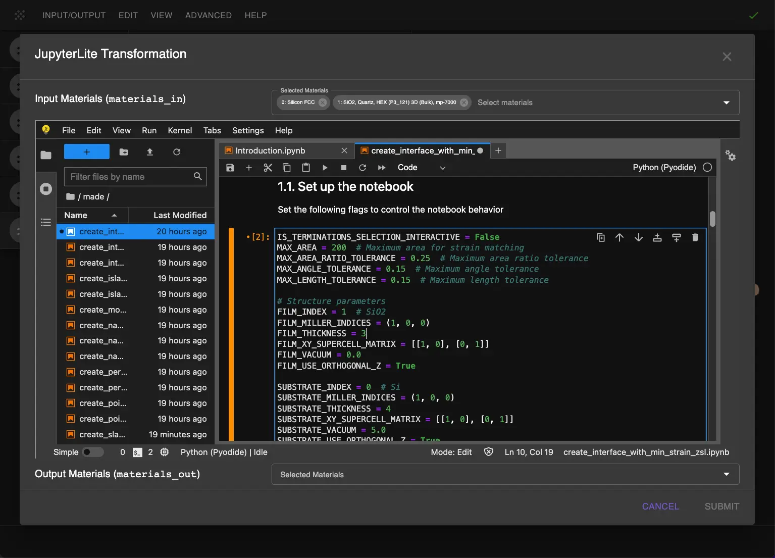 Interface Setup